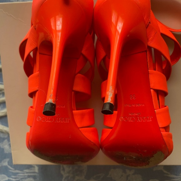 Jimmy Choo Orange Strappy Heels - Picture 9 of 9
